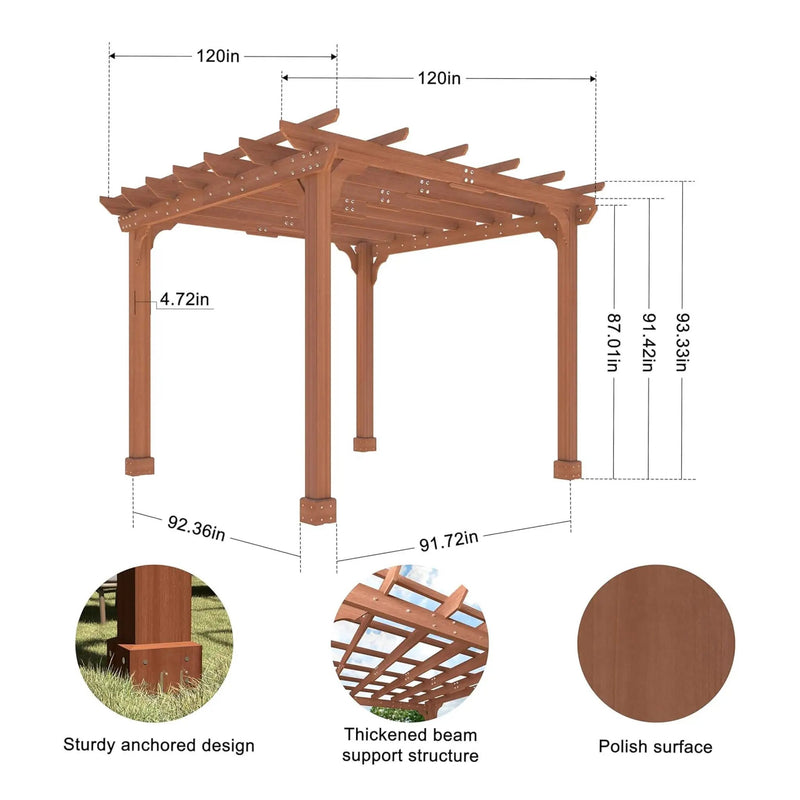 Alora Outdoor Cedar Wood Patio Pergola With Slatted Trellis Roof (SAK92150) by SAKSBY WHOLESALE