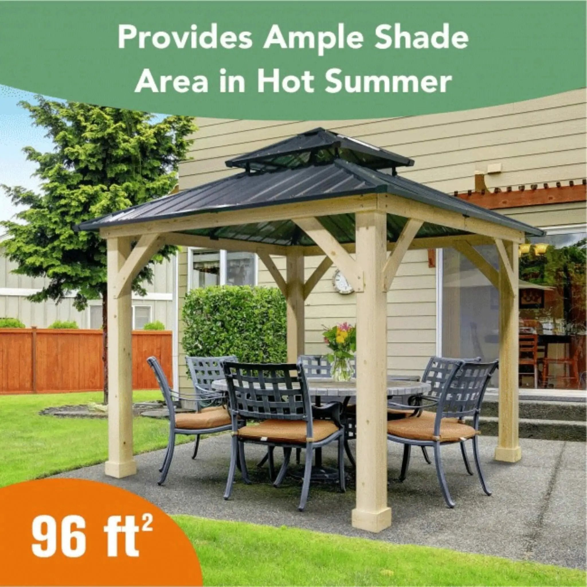 [10X10FT] Alora Premium Outdoor Patio Hardtop Gazebo With Double Steel Roof (SAK01291) by SAKSBY WHOLESALE