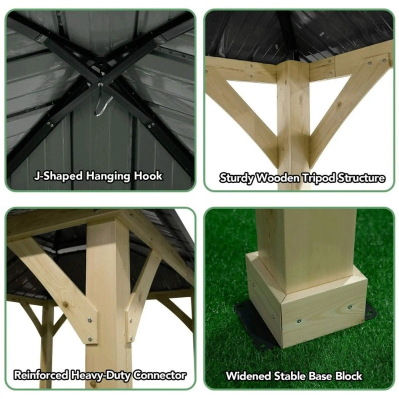 [10X10FT] Alora Premium Outdoor Patio Hardtop Gazebo With Double Steel Roof (SAK01291) by SAKSBY WHOLESALE