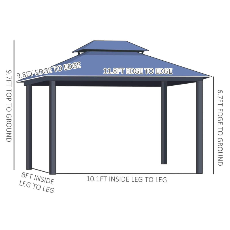 [10X12FT] Alora Hardtop Gazebo Canopy With Polycarbonate Double Roof, Netting, And Curtains (SAK15672) by SAKSBY WHOLESALE