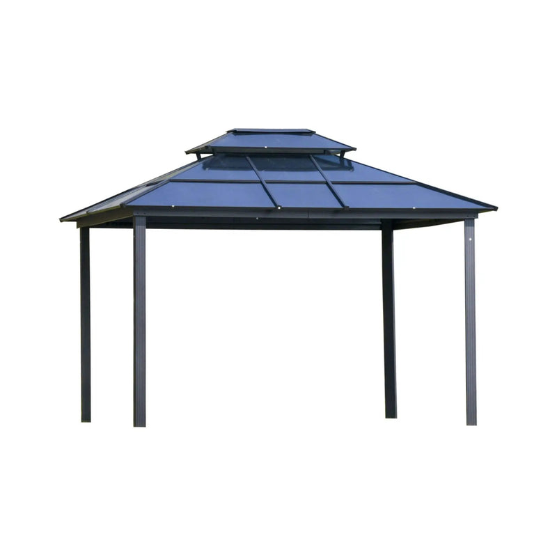 [10X12FT] Alora Hardtop Gazebo Canopy With Polycarbonate Double Roof, Netting, And Curtains (SAK15672) by SAKSBY WHOLESALE