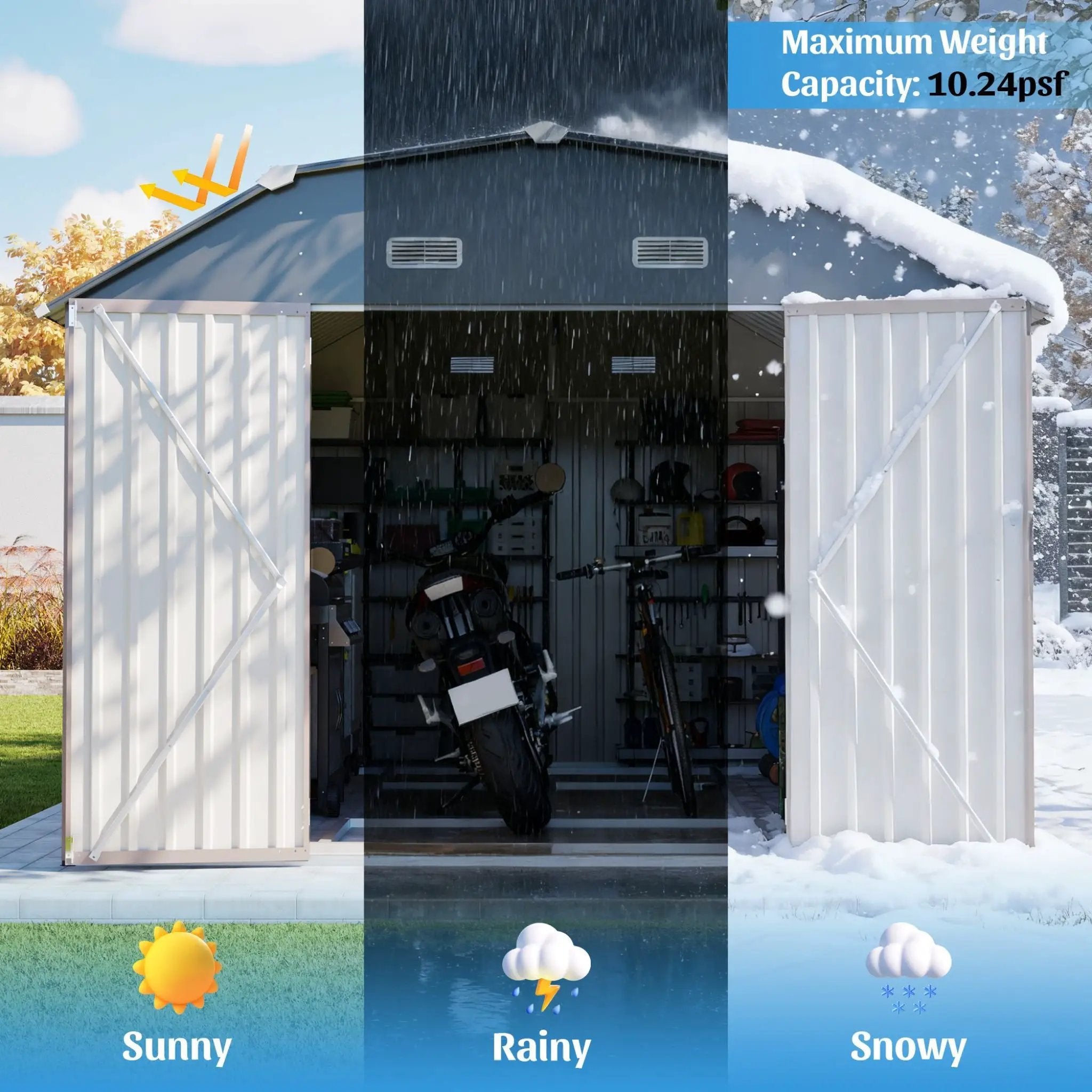 [10X12FT] Alora Heavy-Duty Outdoor Metal Storage Shed With Floor (SAK91820) by SAKSBY WHOLESALE