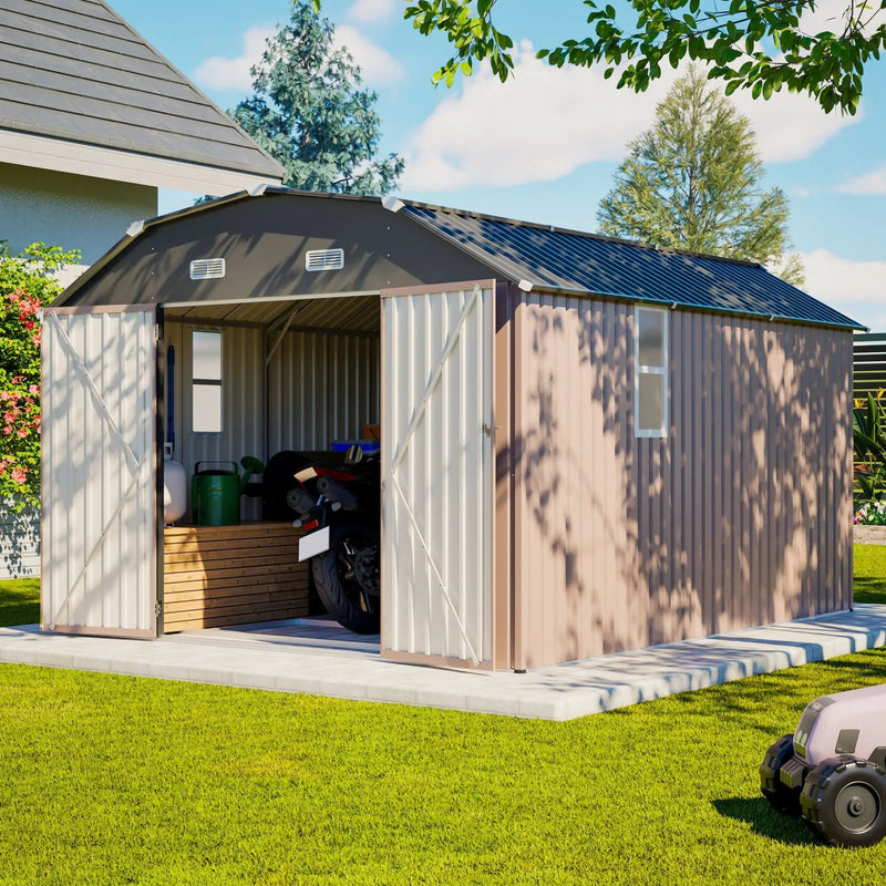 [10X12FT] Alora Heavy-Duty Outdoor Metal Storage Shed With Floor (SAK91820) by SAKSBY WHOLESALE