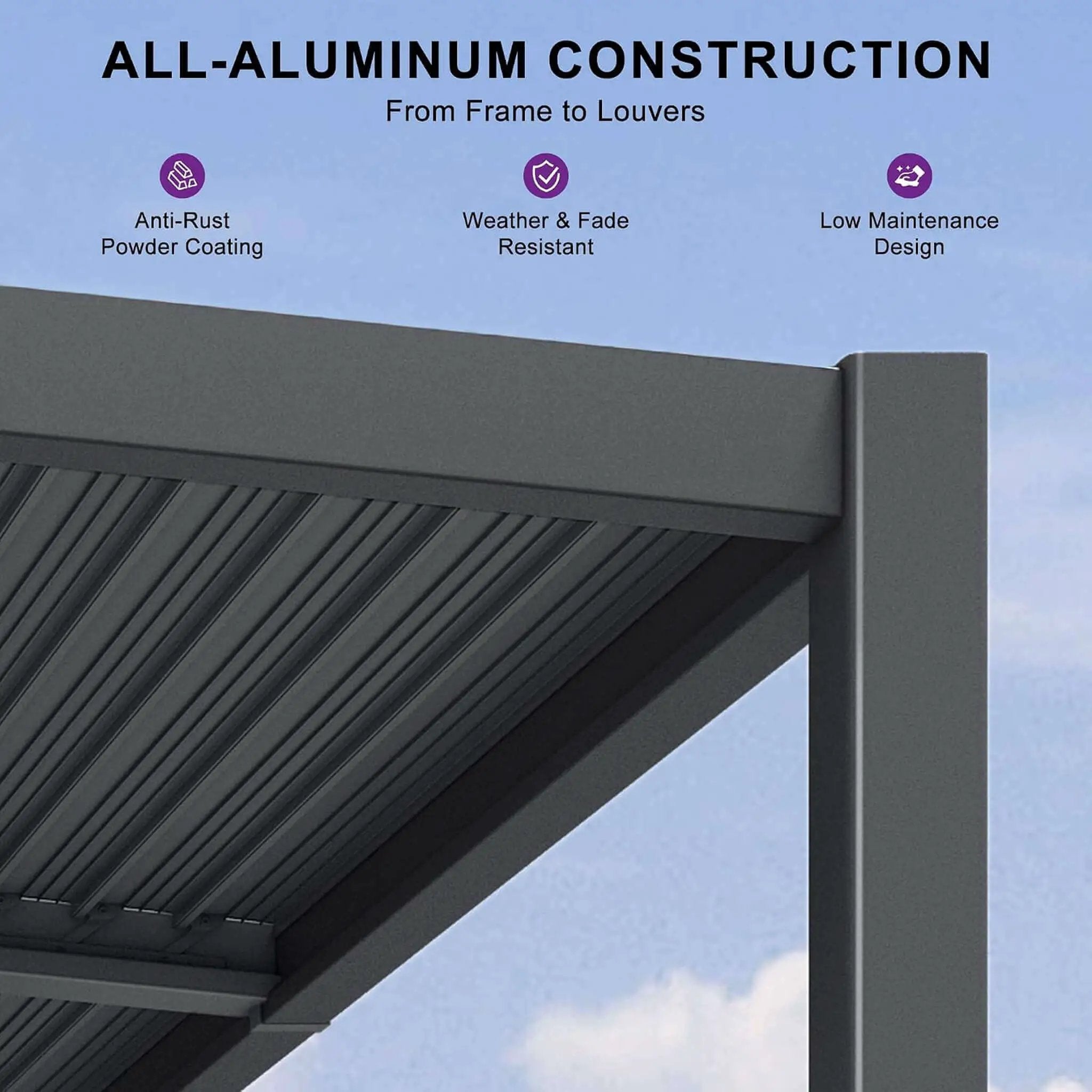[10X12FT] Modern Louvered Aluminum Pergola With Sloped Roof (SAK41765) by SAKSBY WHOLESALE
