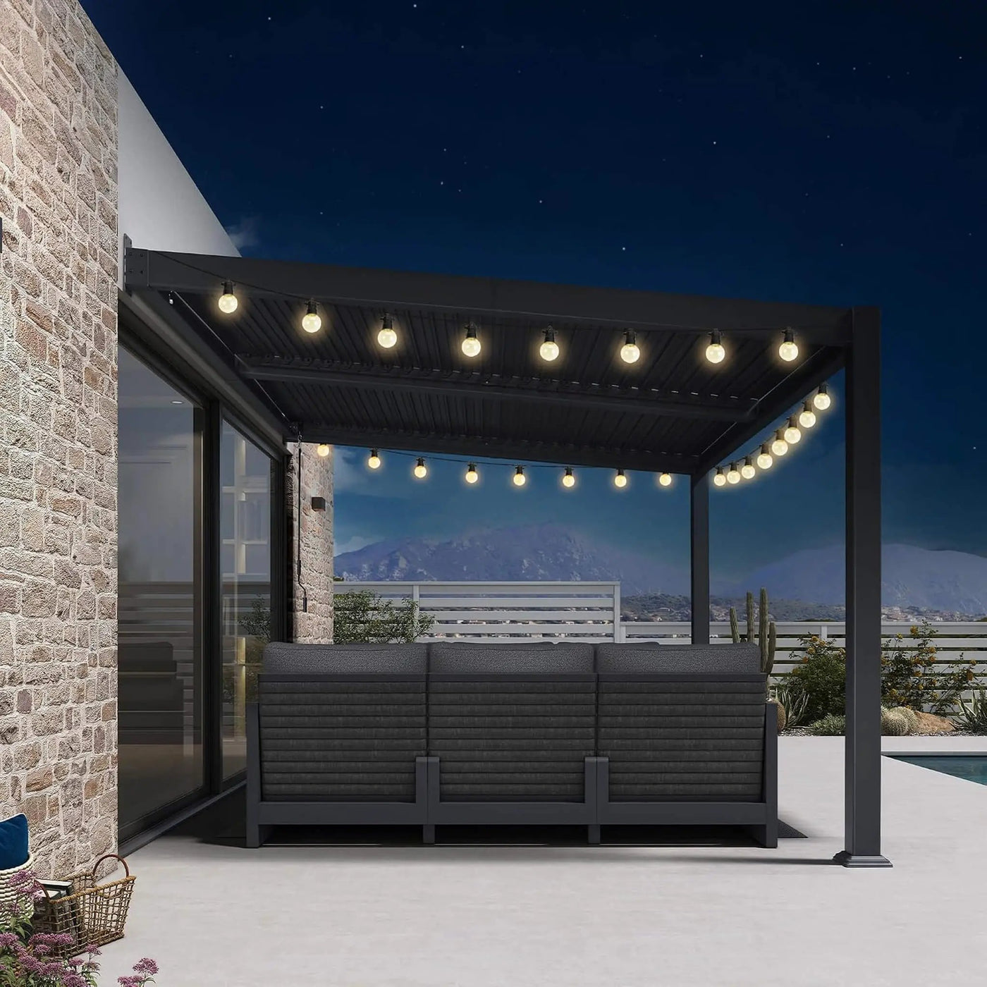 [10X12FT] Modern Wall-Mounted Louvered Pergola With Aluminum Frame (SAK45912) by SAKSBY WHOLESALE