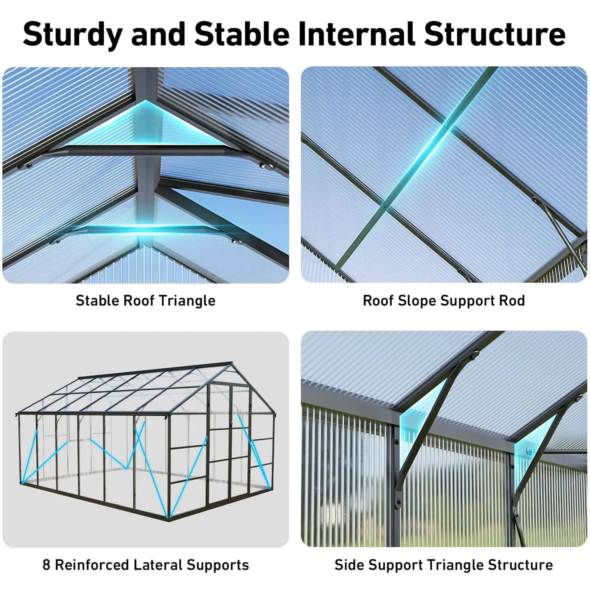 [10X12FT] Outdoor Polycarbonate Aluminum Greenhouse With UV Protection And Thermometer (SAK59183) by SAKSBY WHOLESALE