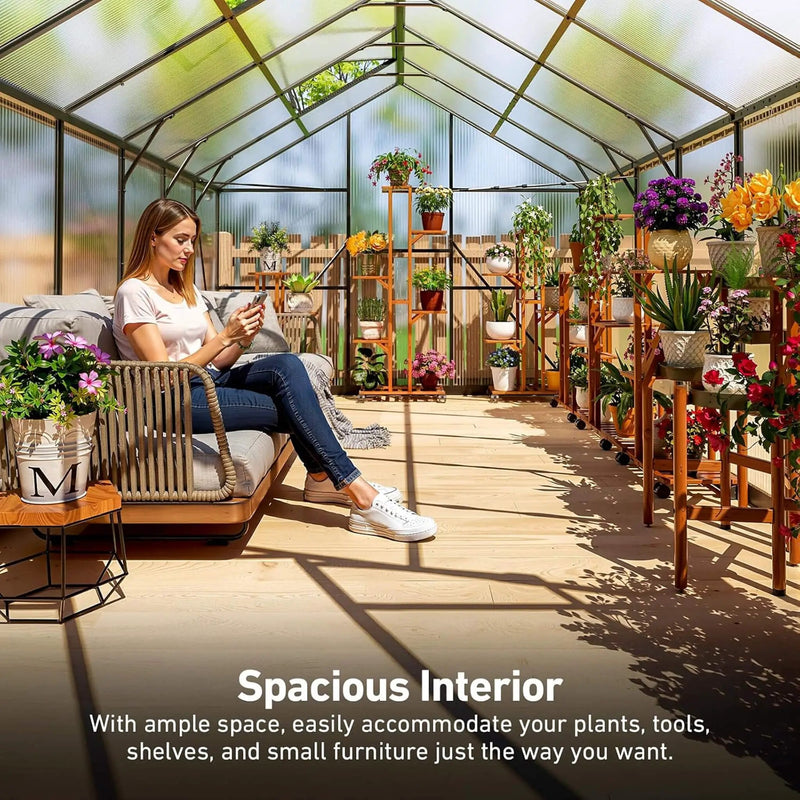 [10X12FT] Outdoor Polycarbonate Aluminum Greenhouse With UV Protection And Thermometer (SAK59183) by SAKSBY WHOLESALE