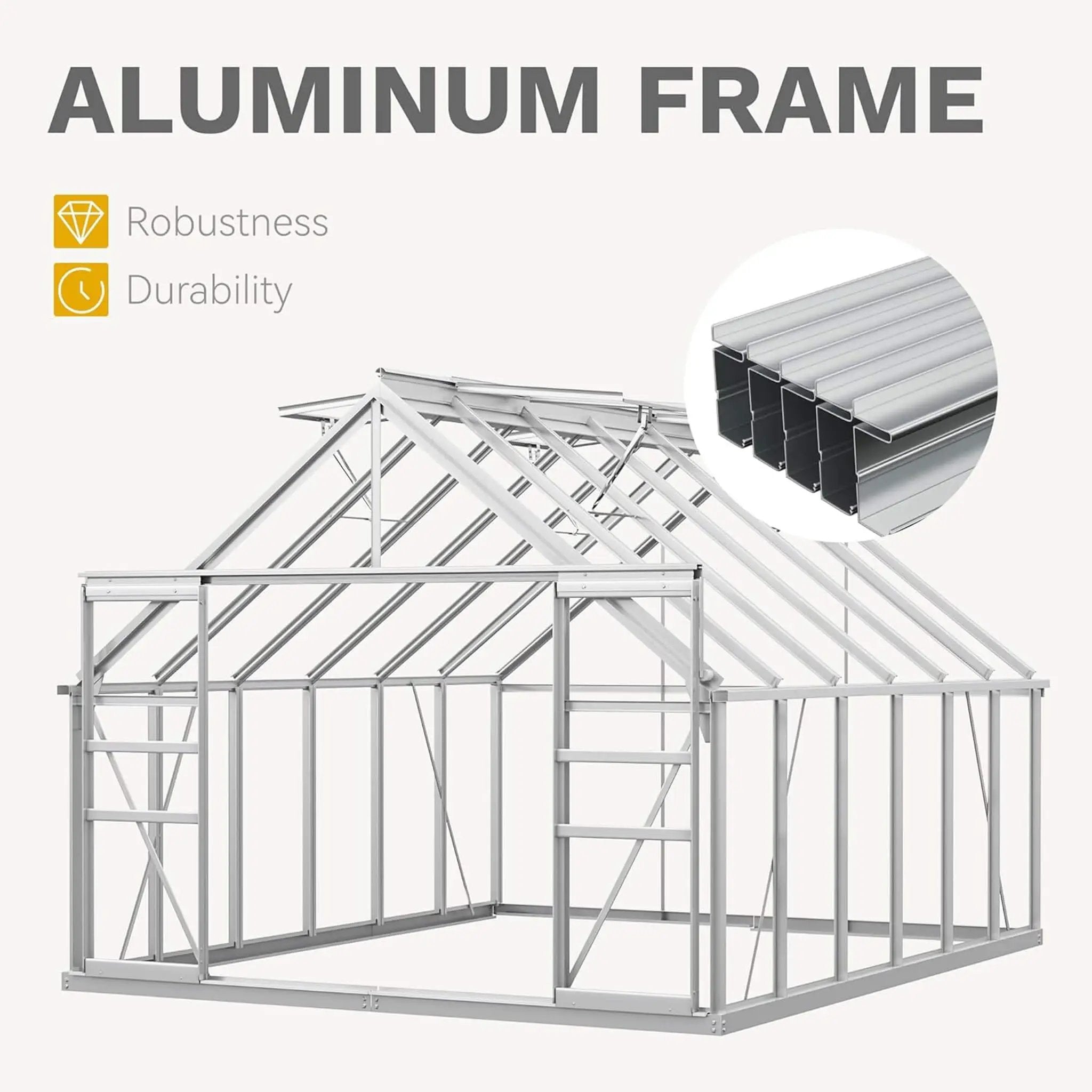 [10X12FT] Large Polycarbonate Walk-In Garden Greenhouse With Vent Window, 4MM (SAK71528) by SAKSBY WHOLESALE