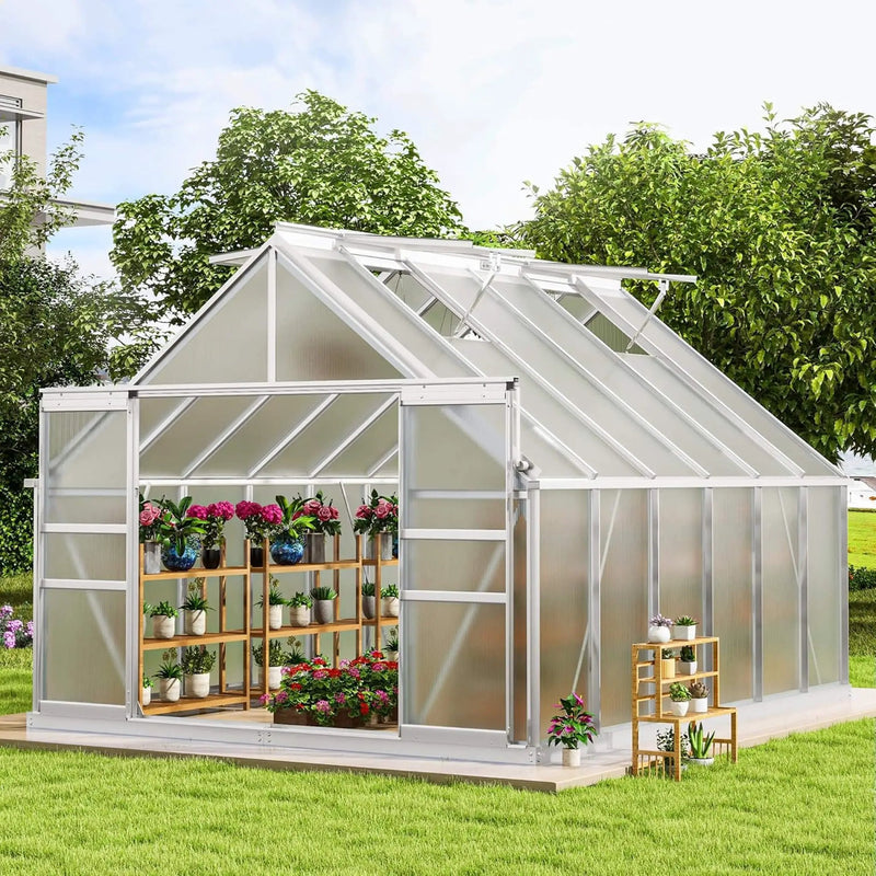 [10X12FT] Large Polycarbonate Walk-In Garden Greenhouse With Vent Window, 4MM (SAK71528) by SAKSBY WHOLESALE