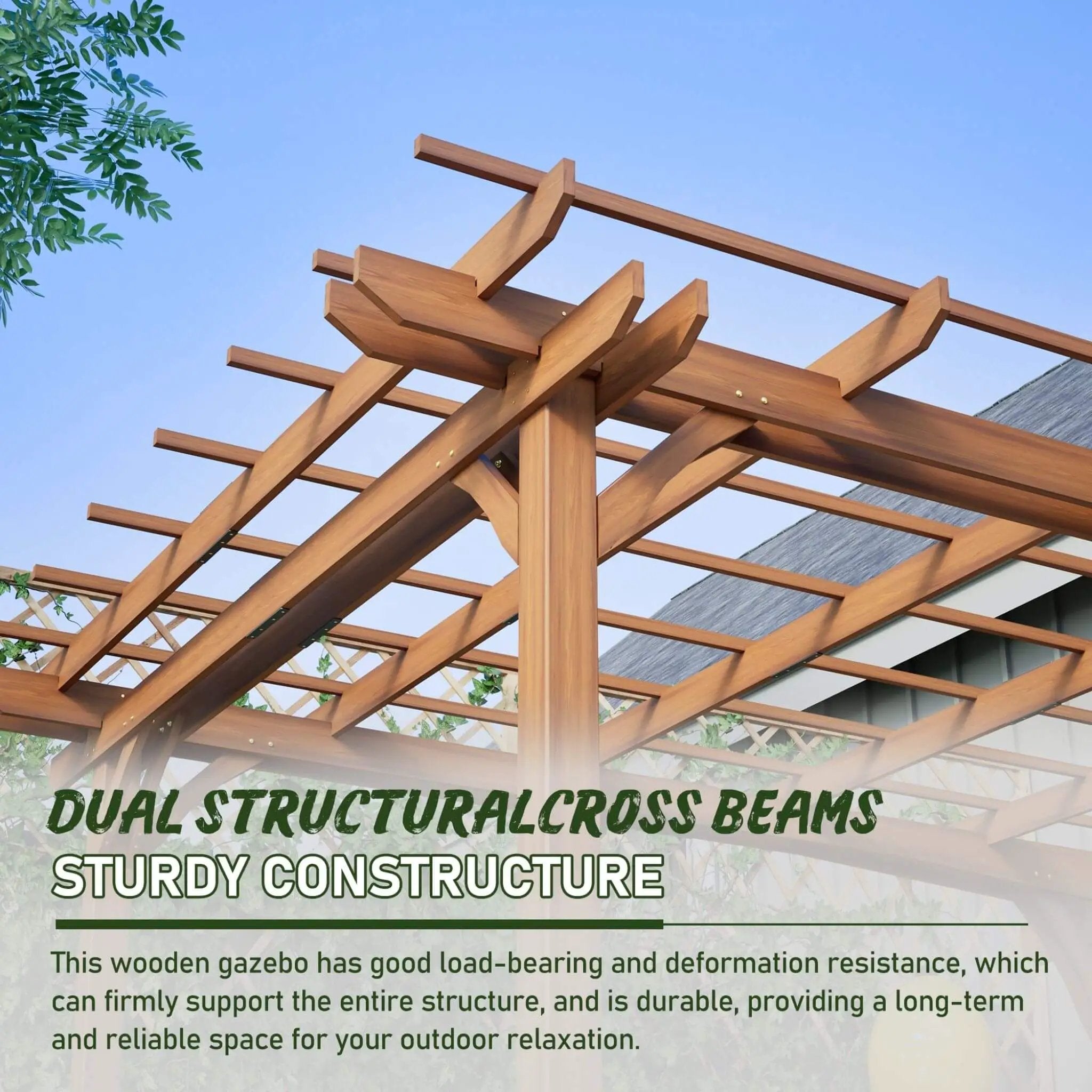 [10X12FT] Alora Premium Extra Large Outdoor Weather-Resistant Wooden Grape Pergola (SAK16278) by SAKSBY WHOLESALE