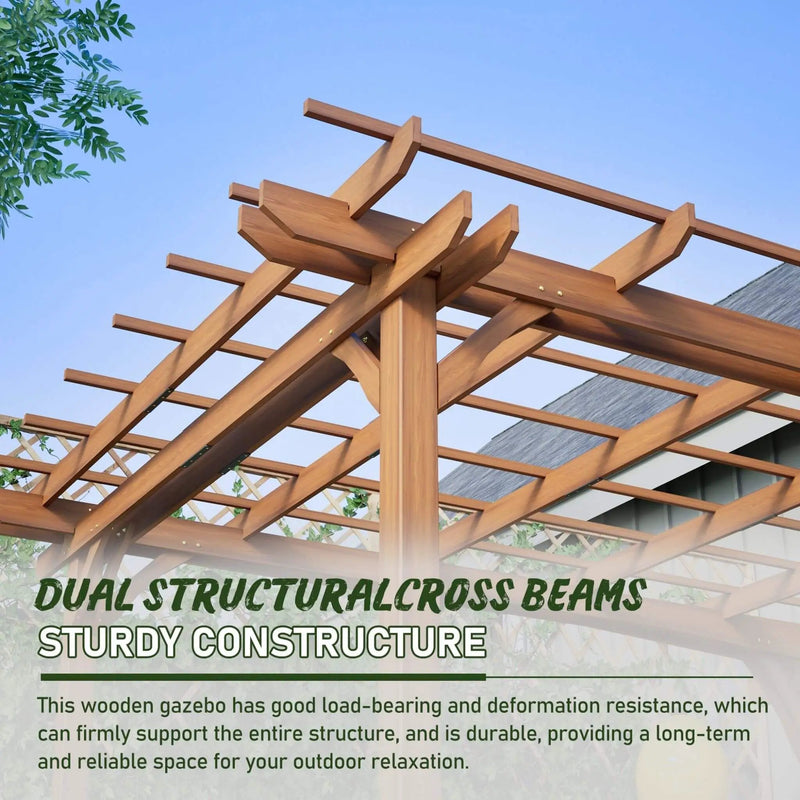 [10X12FT] Alora Premium Extra Large Outdoor Weather-Resistant Wooden Grape Pergola (SAK16278) by SAKSBY WHOLESALE