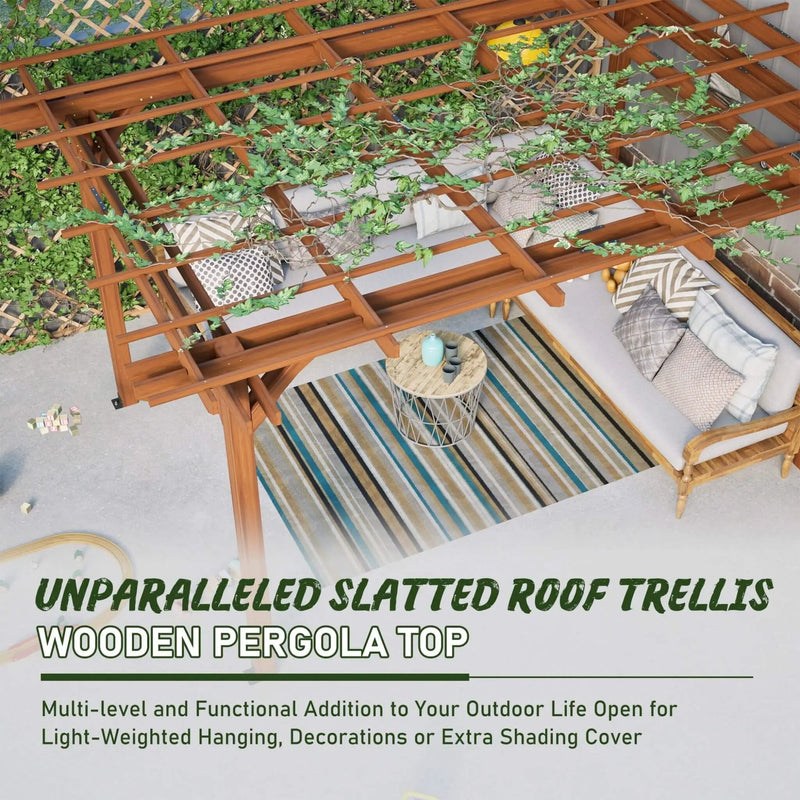 [10X12FT] Alora Premium Extra Large Outdoor Weather-Resistant Wooden Grape Pergola (SAK16278) by SAKSBY WHOLESALE