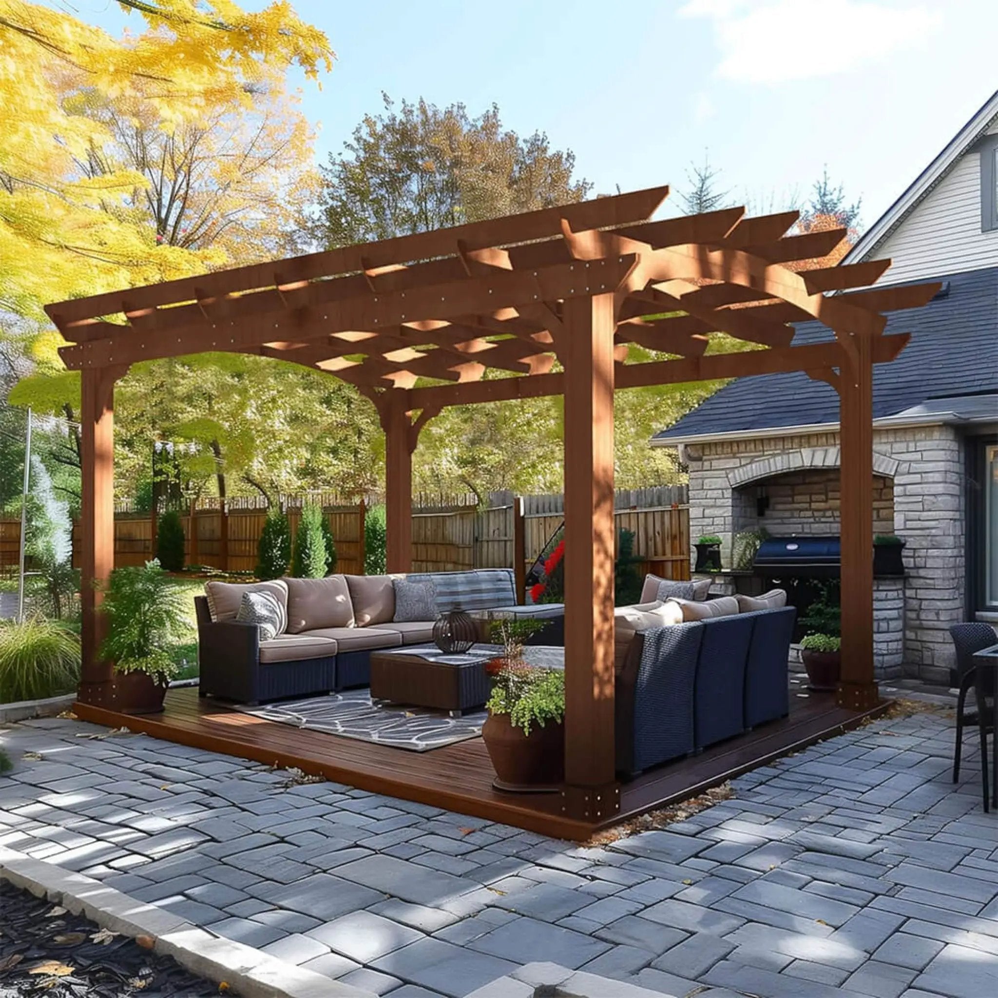 [10X12FT] Alora Premium Outdoor All-Season Backyard Patio Cedar Wood Gazebo Pergola With Arched Roof (SAK42915) by SAKSBY WHOLESALE