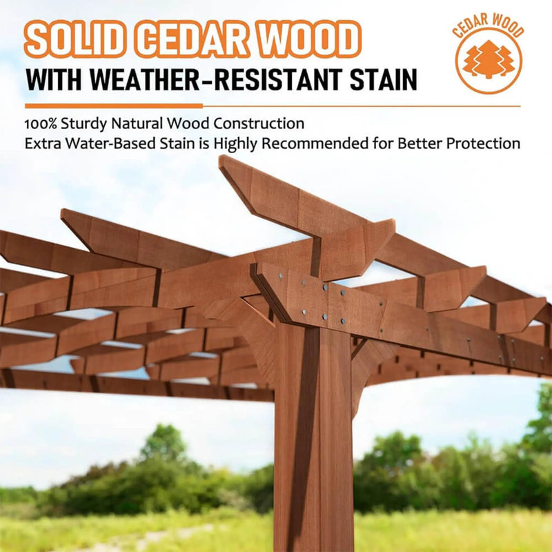 [10X12FT] Alora Premium Outdoor All-Season Backyard Patio Cedar Wood Gazebo Pergola With Arched Roof (SAK42915) by SAKSBY WHOLESALE