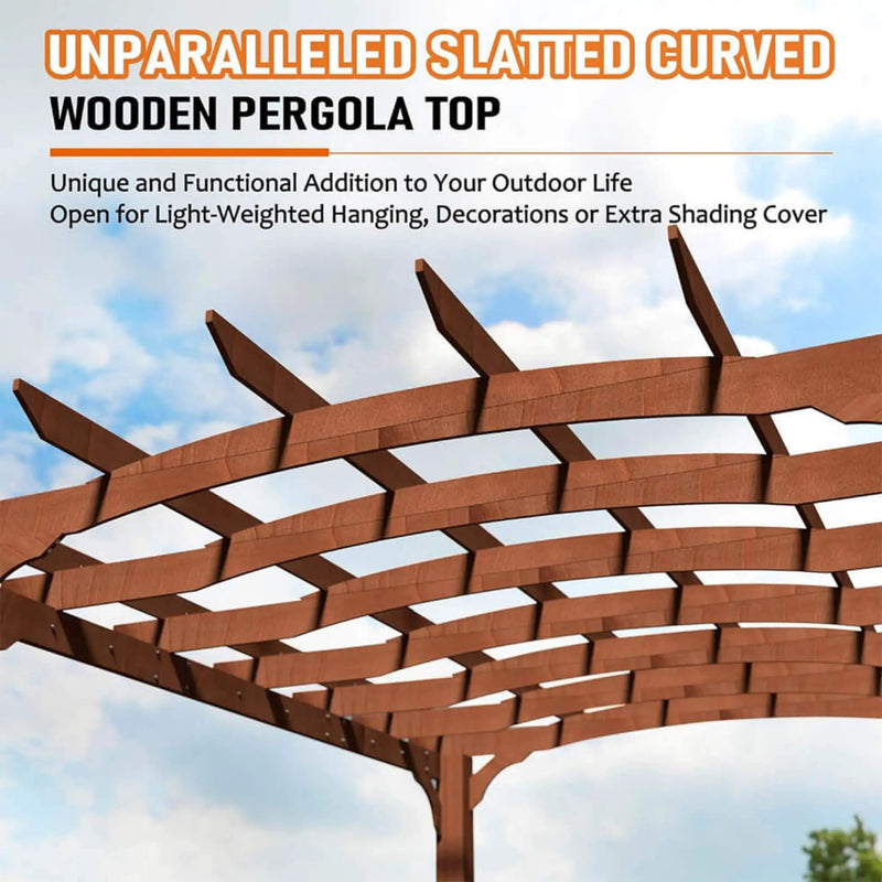 [10X12FT] Alora Premium Outdoor All-Season Backyard Patio Cedar Wood Gazebo Pergola With Arched Roof (SAK42915) by SAKSBY WHOLESALE
