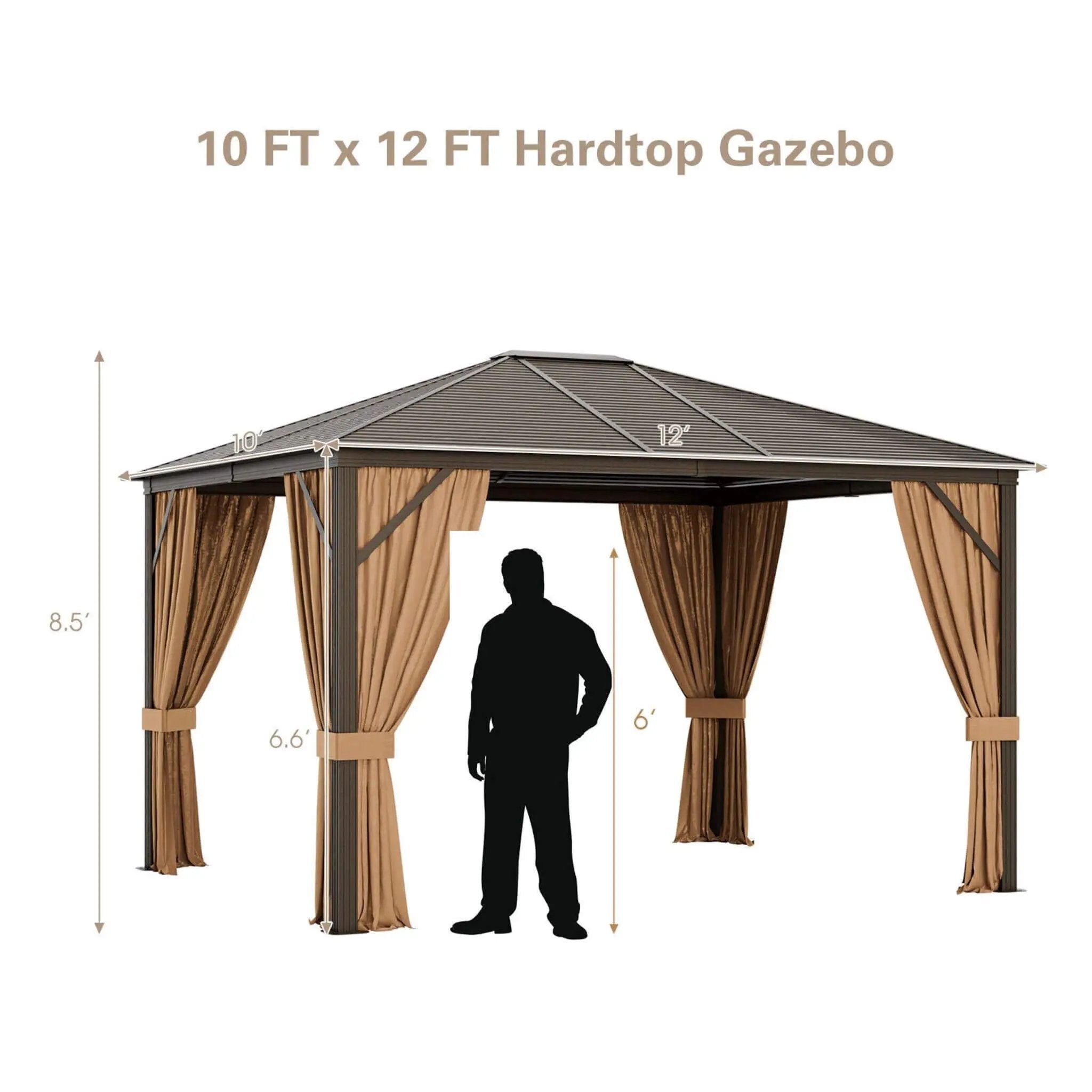 [10X12FT] Alora Premium Outdoor Hardtop Patio Gazebo With Galvanized Steel Top & Aluminum Frame (SAK74065) by SAKSBY WHOLESALE