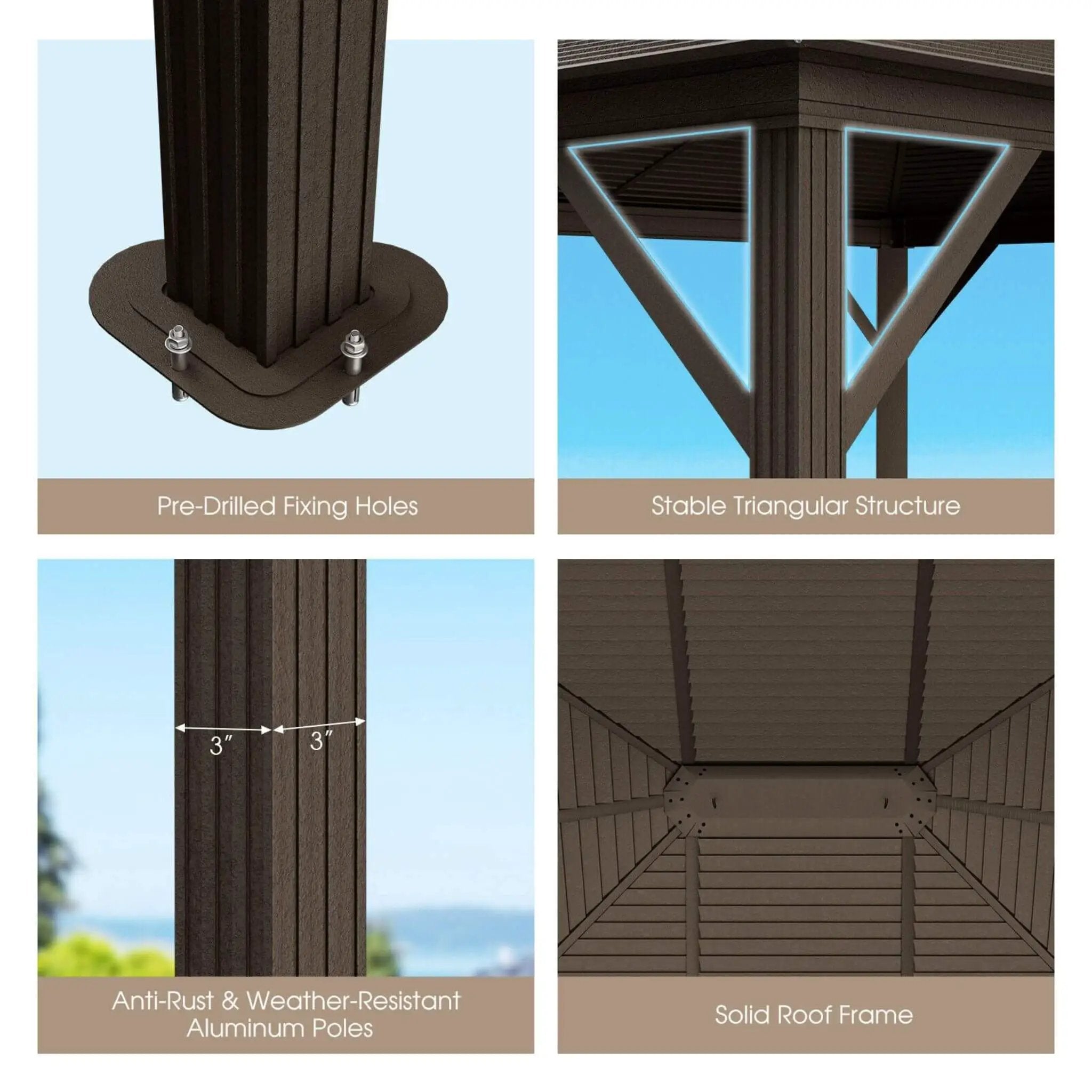[10X12FT] Alora Premium Outdoor Hardtop Patio Gazebo With Galvanized Steel Top & Aluminum Frame (SAK74065) by SAKSBY WHOLESALE