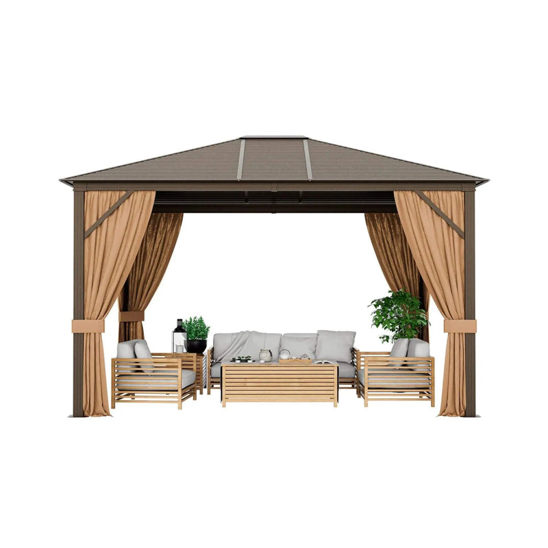 [10X12FT] Alora Premium Outdoor Hardtop Patio Gazebo With Galvanized Steel Top & Aluminum Frame (SAK74065) by SAKSBY WHOLESALE