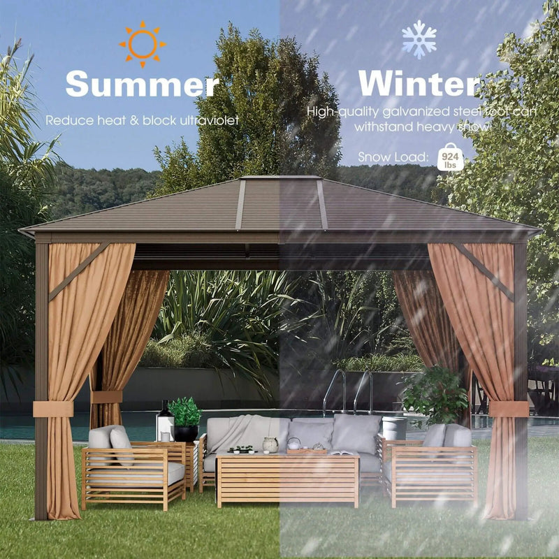 [10X12FT] Alora Premium Outdoor Hardtop Patio Gazebo With Galvanized Steel Top & Aluminum Frame (SAK74065) by SAKSBY WHOLESALE