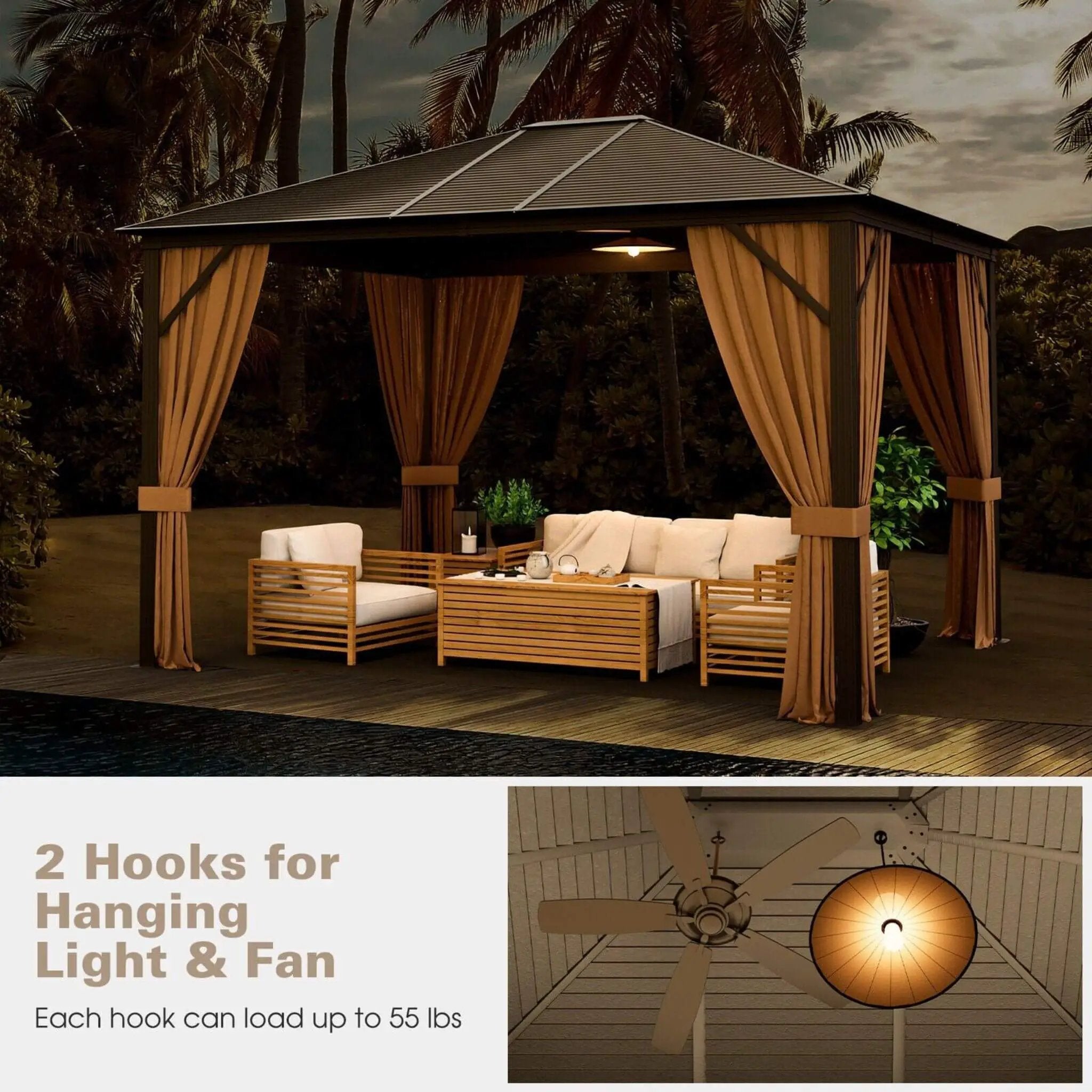 [10X12FT] Alora Premium Outdoor Hardtop Patio Gazebo With Galvanized Steel Top & Aluminum Frame (SAK74065) by SAKSBY WHOLESALE
