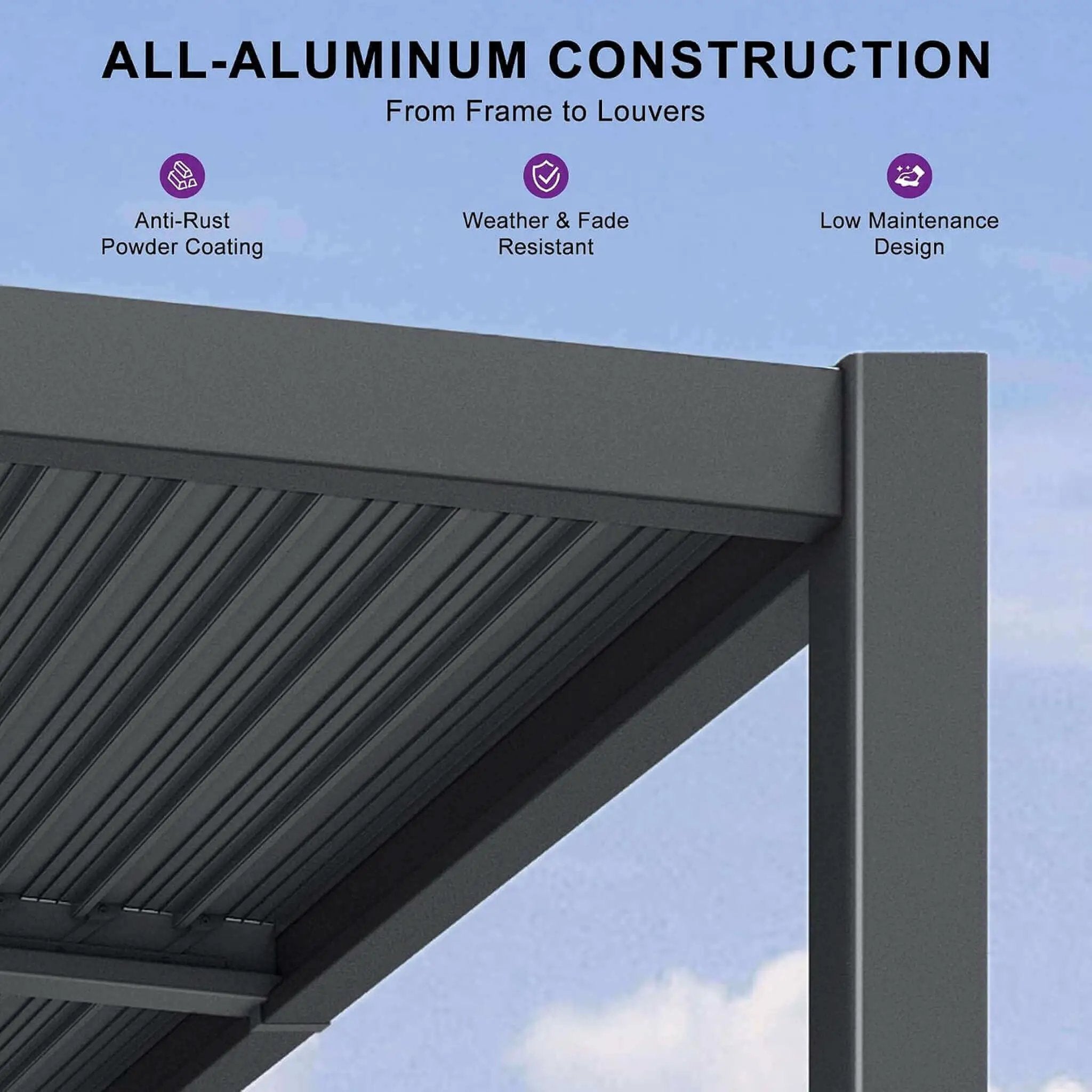 [10X14FT] Modern Louvered Aluminum Pergola With Sloped Roof (SAK44815) by SAKSBY WHOLESALE