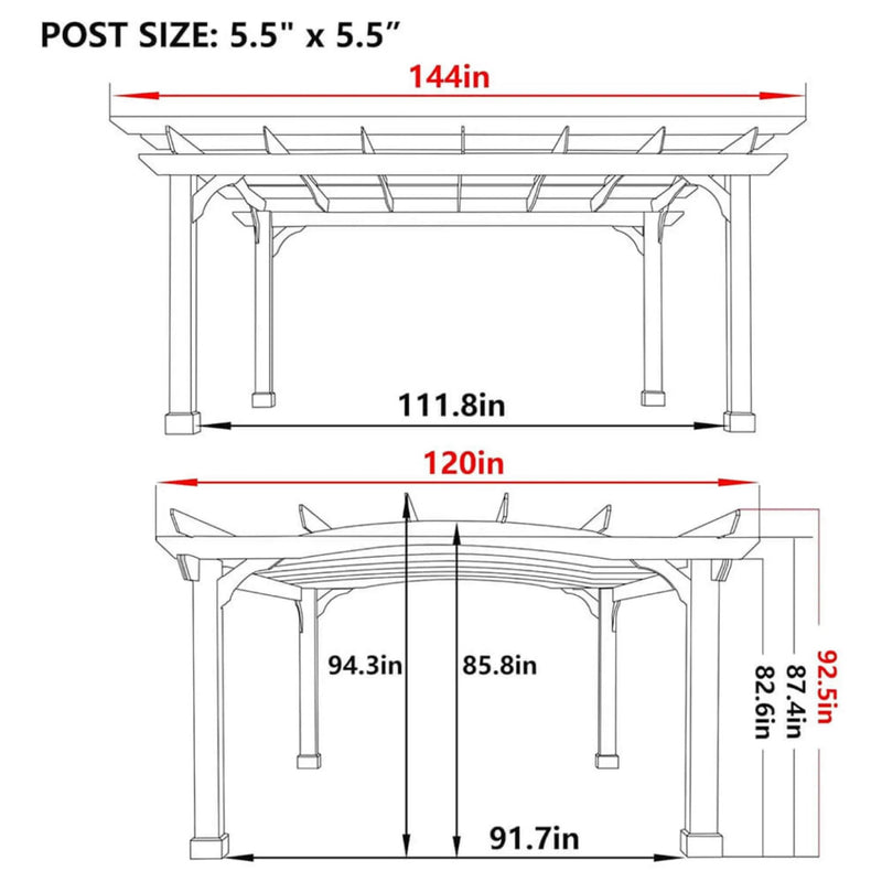 [12X14FT] Alora Luxury Outdoor All-Season Backyard Cedar Wood Gazebo Pergola With Arched Roof And Stakes For Patios (SAK68194) by SAKSBY WHOLESALE
