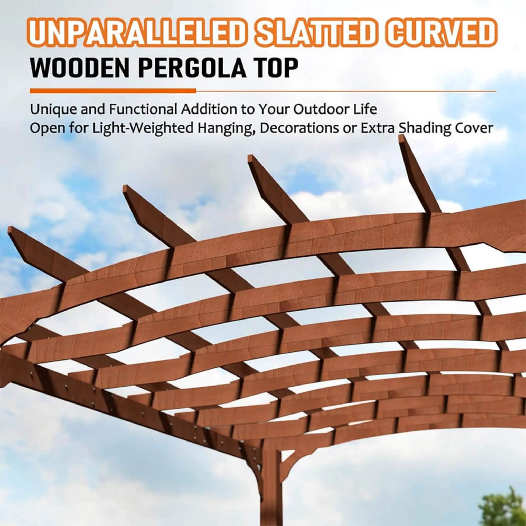 [12X14FT] Alora Luxury Outdoor All-Season Backyard Cedar Wood Gazebo Pergola With Arched Roof And Stakes For Patios (SAK68194) by SAKSBY WHOLESALE