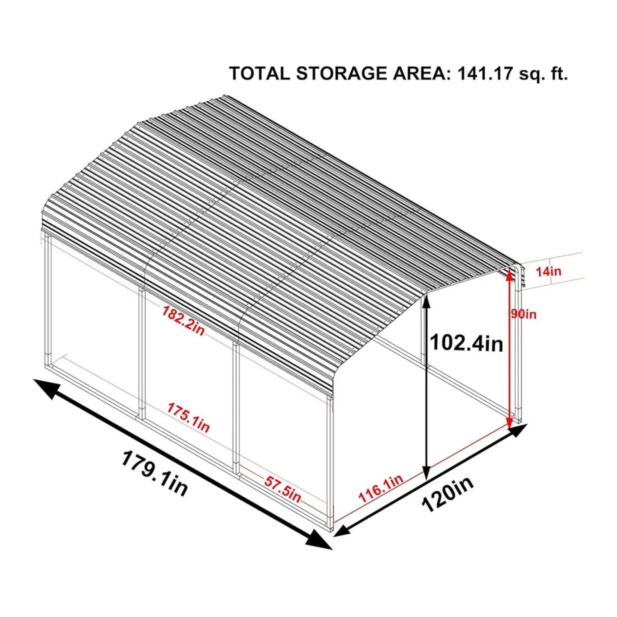 [10X15FT] Alora Large Heavy-Duty Outdoor Metal Carport For Cars, Trucks And Boats (SAK95738) by SAKSBY WHOLESALE