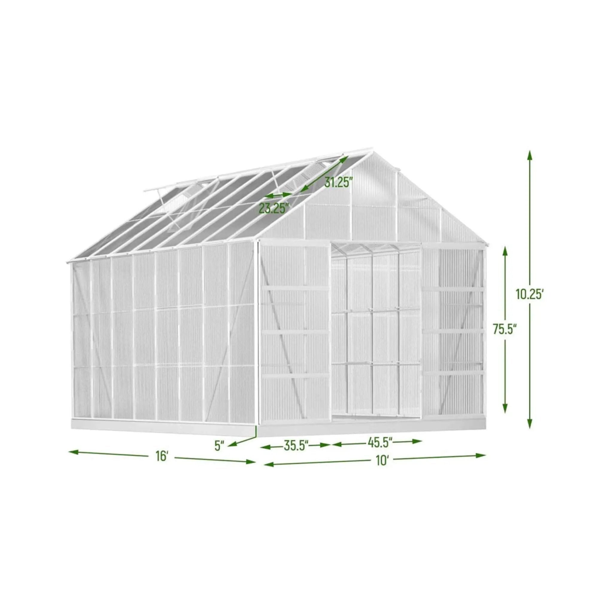 [10X16FT] Extra Large Heavy-Duty Backyard Polycarbonate Aluminum Greenhouse With Sliding Doors And Vents (SAK97526) by SAKSBY WHOLESALE