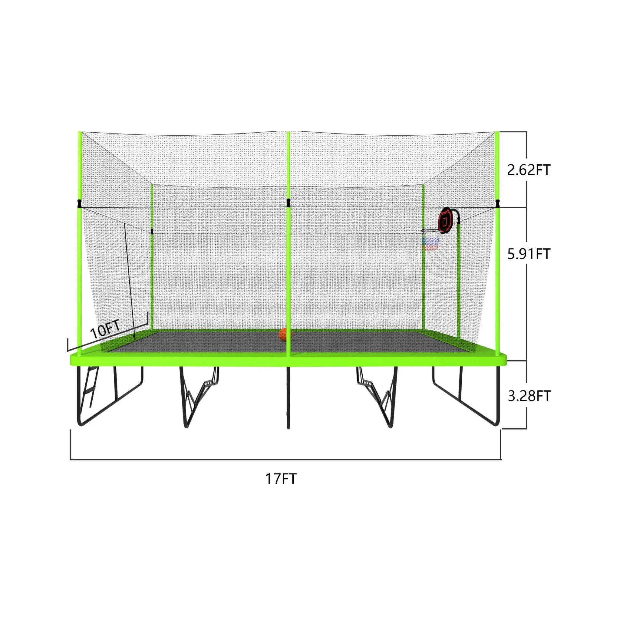 [10X17FT] Large Rectangular Trampoline With Basketball Hoop And Ladder (SAK17482) by SAKSBY WHOLESALE