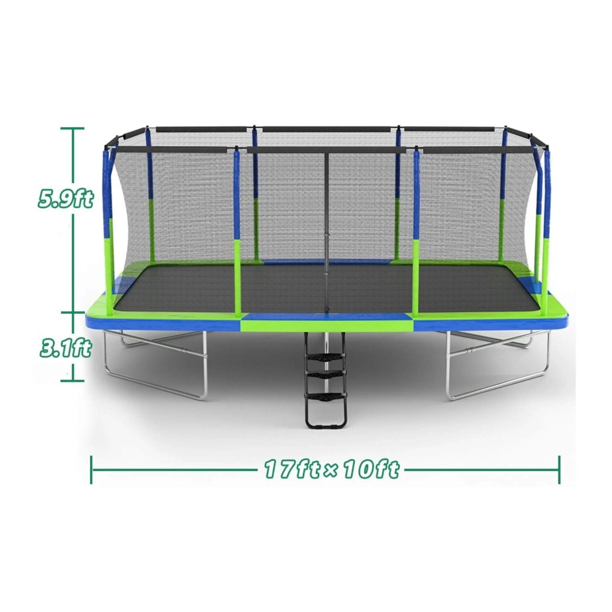 [10X17FT] Premium Rectangular Trampoline With 10 Poles And Crossbeam (SAK35179) by SAKSBY WHOLESALE