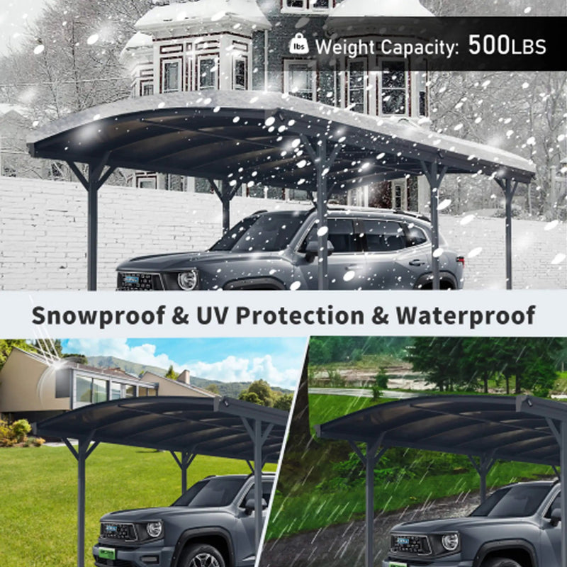 [10X19FT] Alora Heavy-Duty Outdoor Aluminum Arch Carport With Polycarbonate Panels (SAK86109) by SAKSBY WHOLESALE