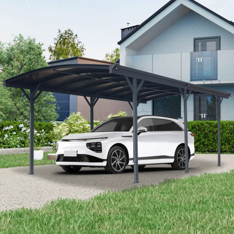 [10X19FT] Alora Heavy-Duty Outdoor Aluminum Arch Carport With Polycarbonate Panels (SAK86109) by SAKSBY WHOLESALE