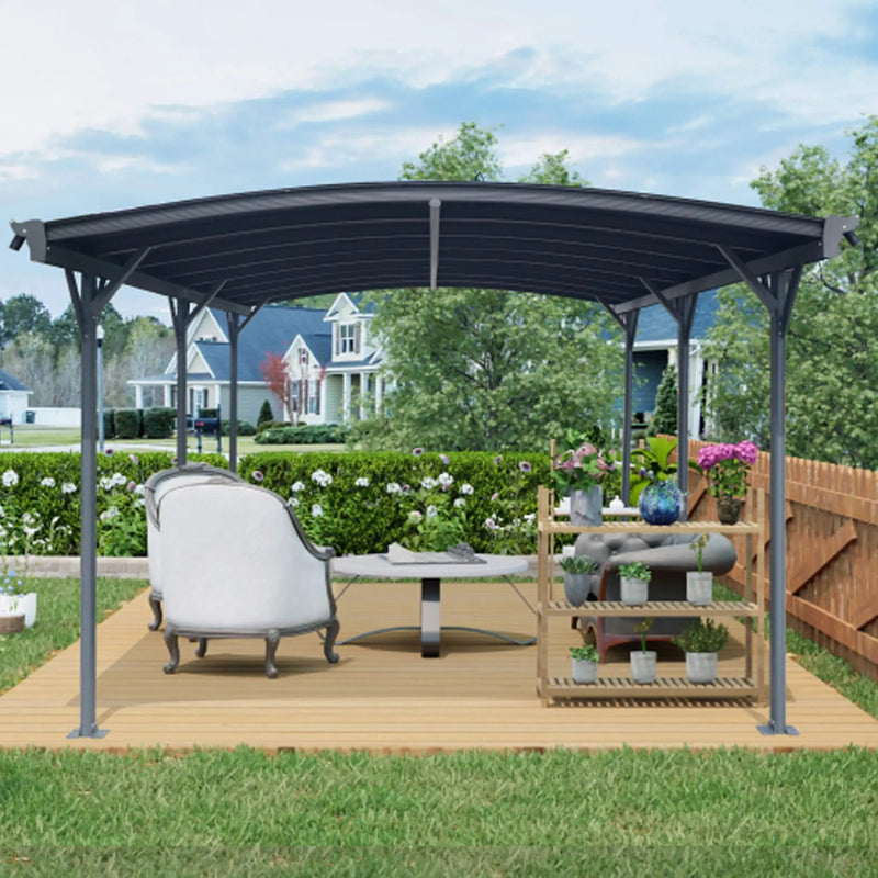 [10X19FT] Alora Heavy-Duty Outdoor Aluminum Arch Carport With Polycarbonate Panels (SAK86109) by SAKSBY WHOLESALE