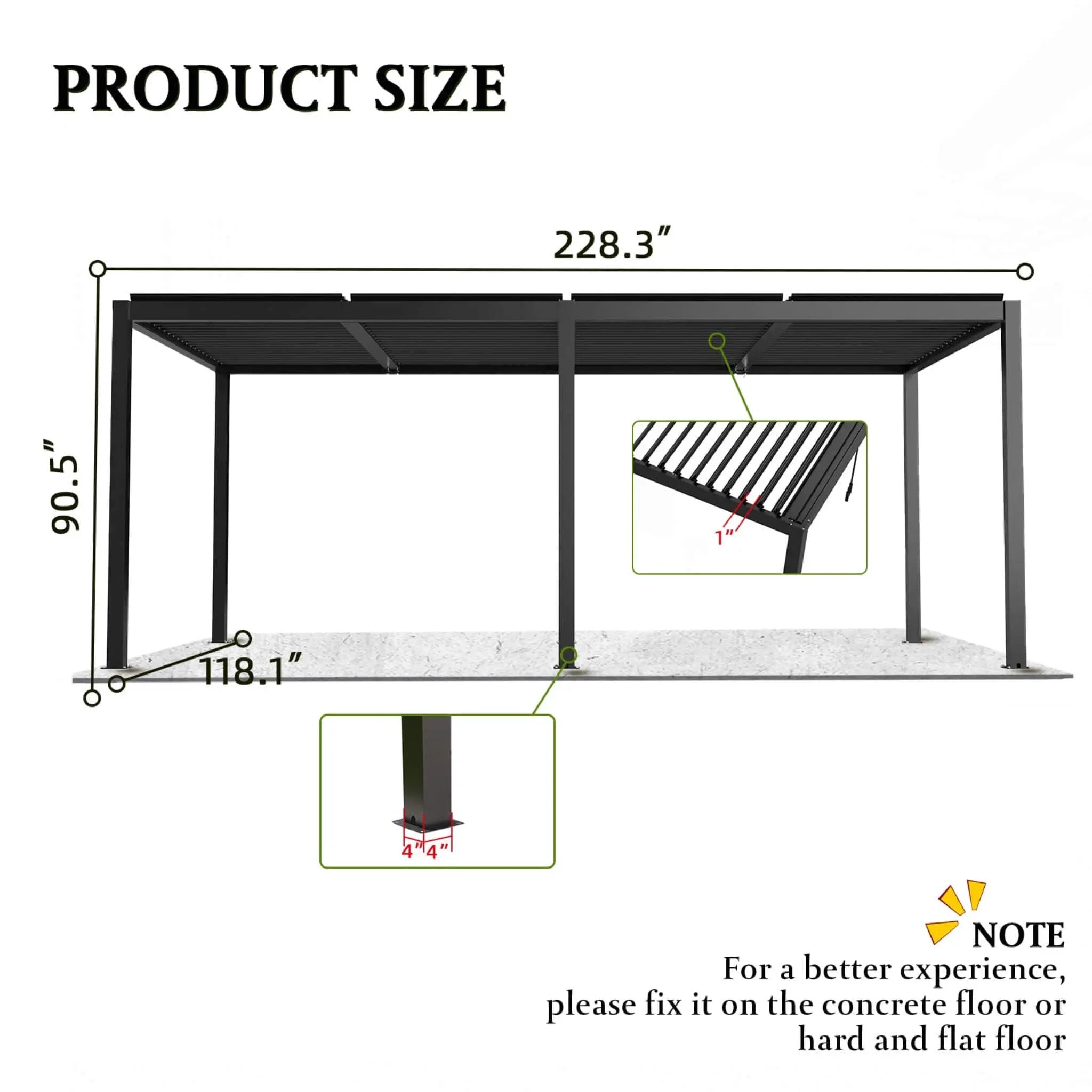 [10X19FT] Alora Premium Powder-Coated Aluminum Pergola With Adjustable Louvers (SAK78345) by SAKSBY WHOLESALE
