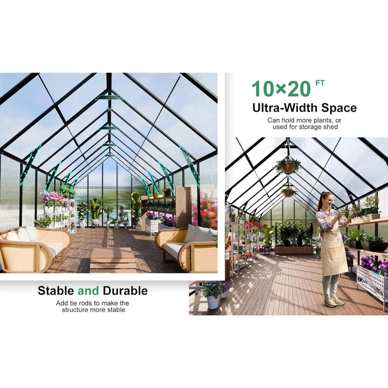 [10X20FT] Extra-Large Heavy-Duty Outdoor Backyard Greenhouse With Adjustable Roof Vents, 4MM (SAK59482) by SAKSBY WHOLESALE