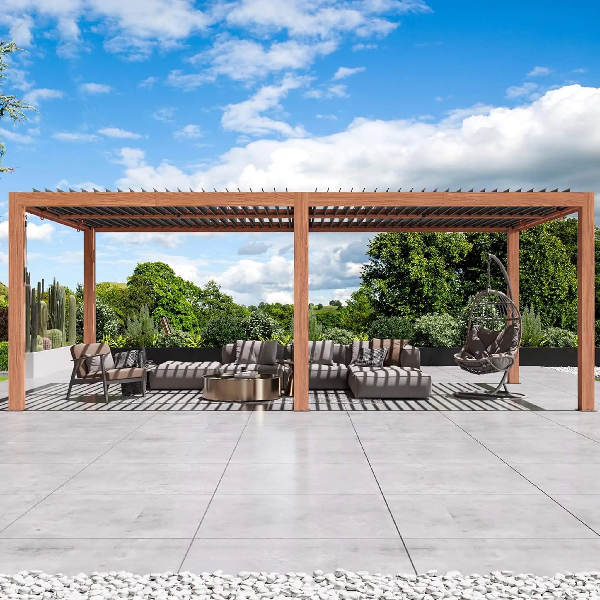 [10X20FT] Alora Heavy-Duty Luxury Outdoor Pergola With Adjustable Louvers And Integrated Drainage (SAK42670) by SAKSBY WHOLESALE