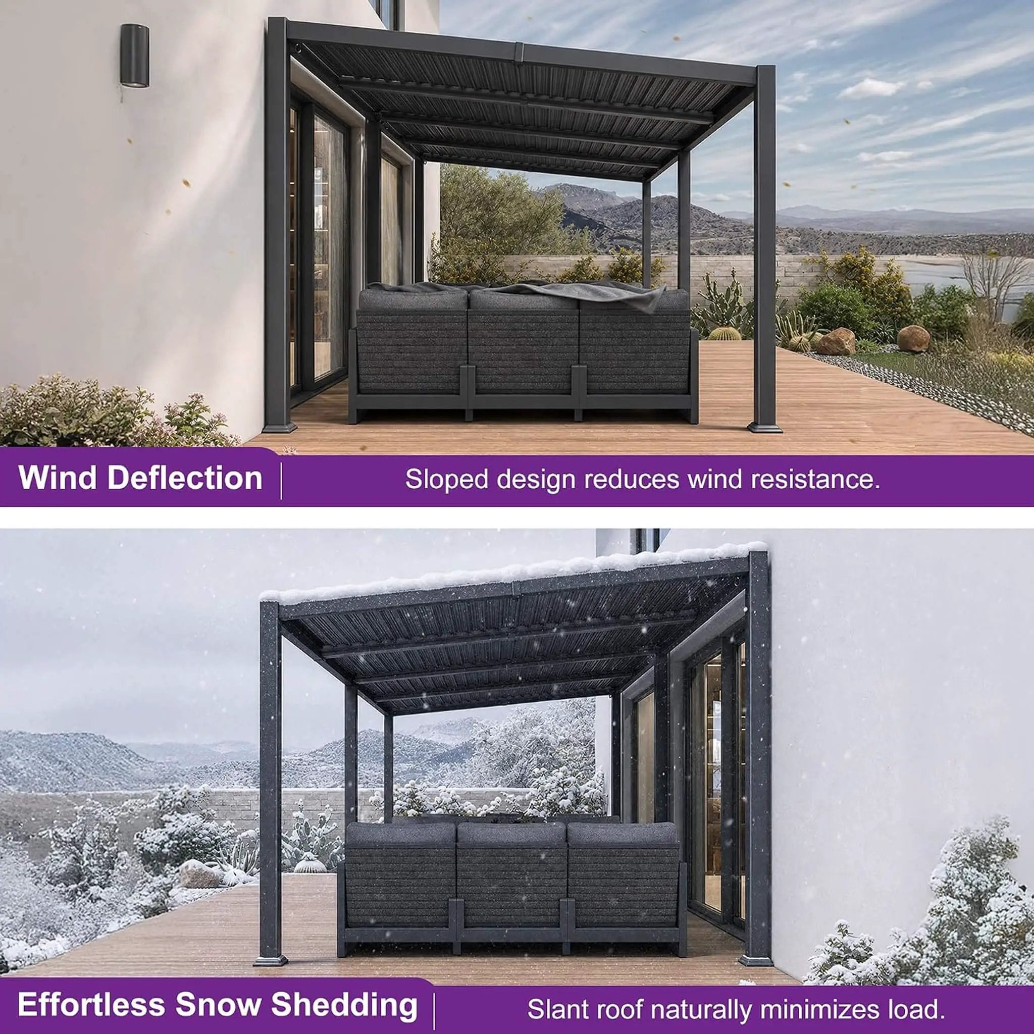 [10X20FT] Modern Louvered Aluminum Pergola With Sloped Roof (SAK12034) by SAKSBY WHOLESALE