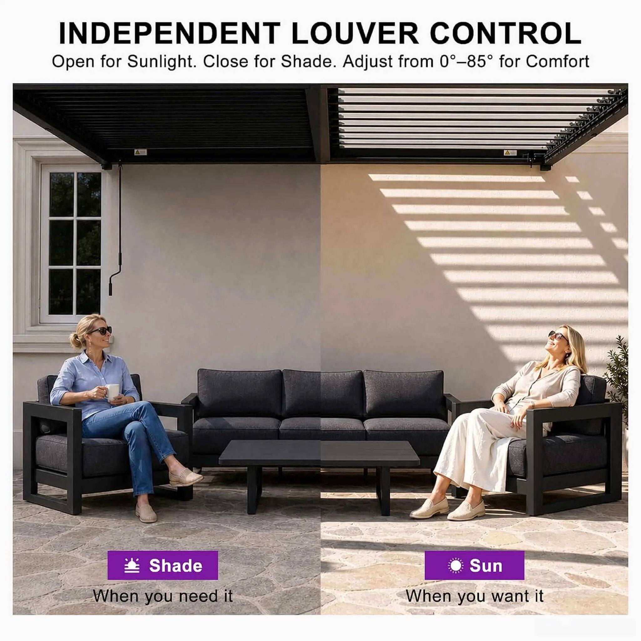 [10X20FT] Modern Wall-Mounted Louvered Pergola With Aluminum Frame (SAK90333) by SAKSBY WHOLESALE