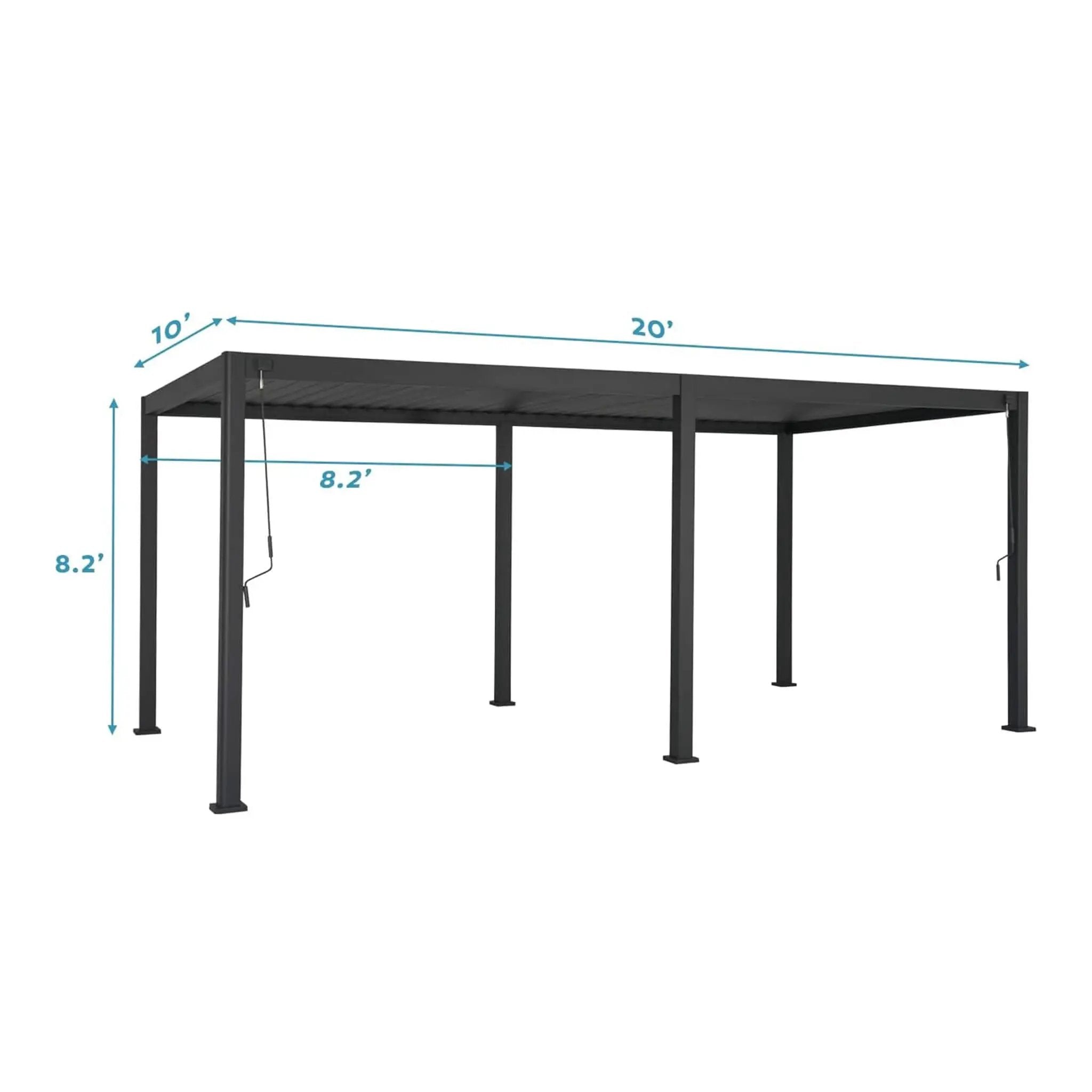 [10X20FT] Alora Modern Outdoor Adjustable Charcoal Louvered Pergola With Screens And Built-In Drainage (SAK64973) by SAKSBY WHOLESALE