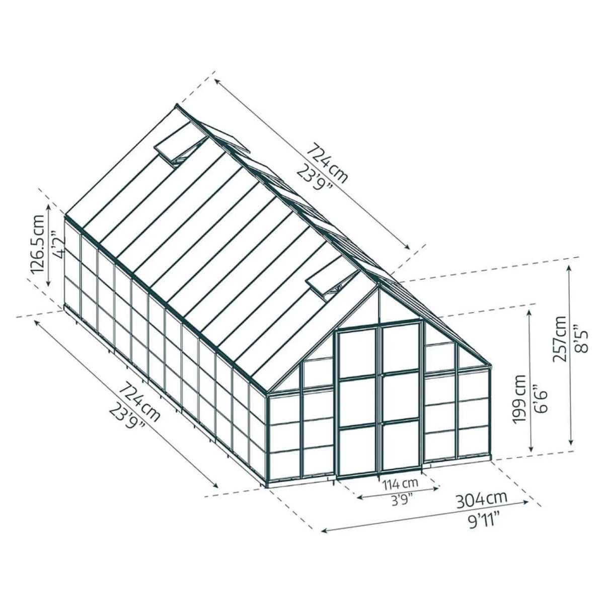 [10X24FT] Premium Heavy-Duty Polycarbonate Walk-In Greenhouse W/ Aluminum Frame & Built-In Gutter System (SAK58472) by SAKSBY WHOLESALE