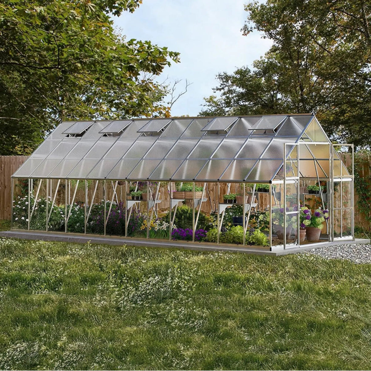 [10X24FT] Premium Heavy-Duty Polycarbonate Walk-In Greenhouse W/ Aluminum Frame & Built-In Gutter System (SAK58472) by SAKSBY WHOLESALE