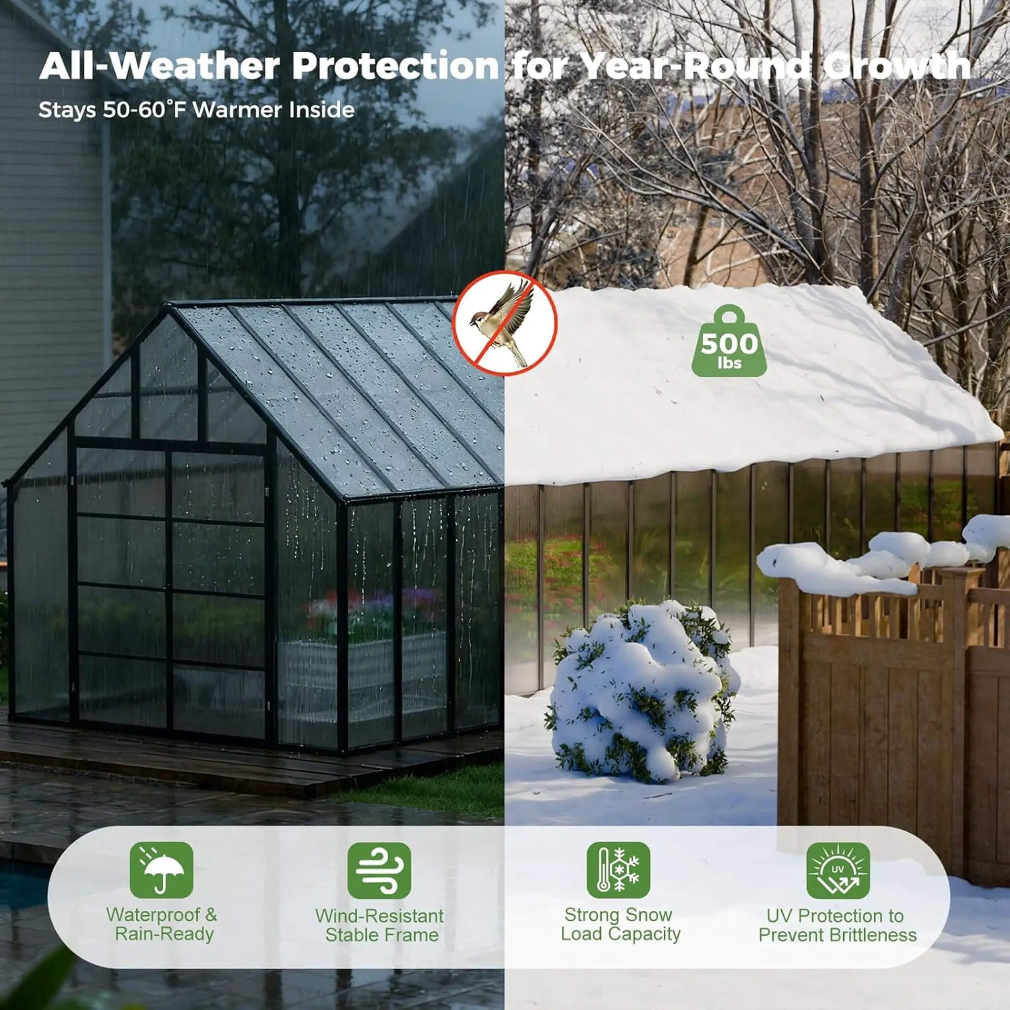 [10X32FT] Heavy-Duty Outdoor Aluminum Polycarbonate Greenhouse With Roof Vents And Swing Doors, 4MM (SAK10483) by SAKSBY WHOLESALE