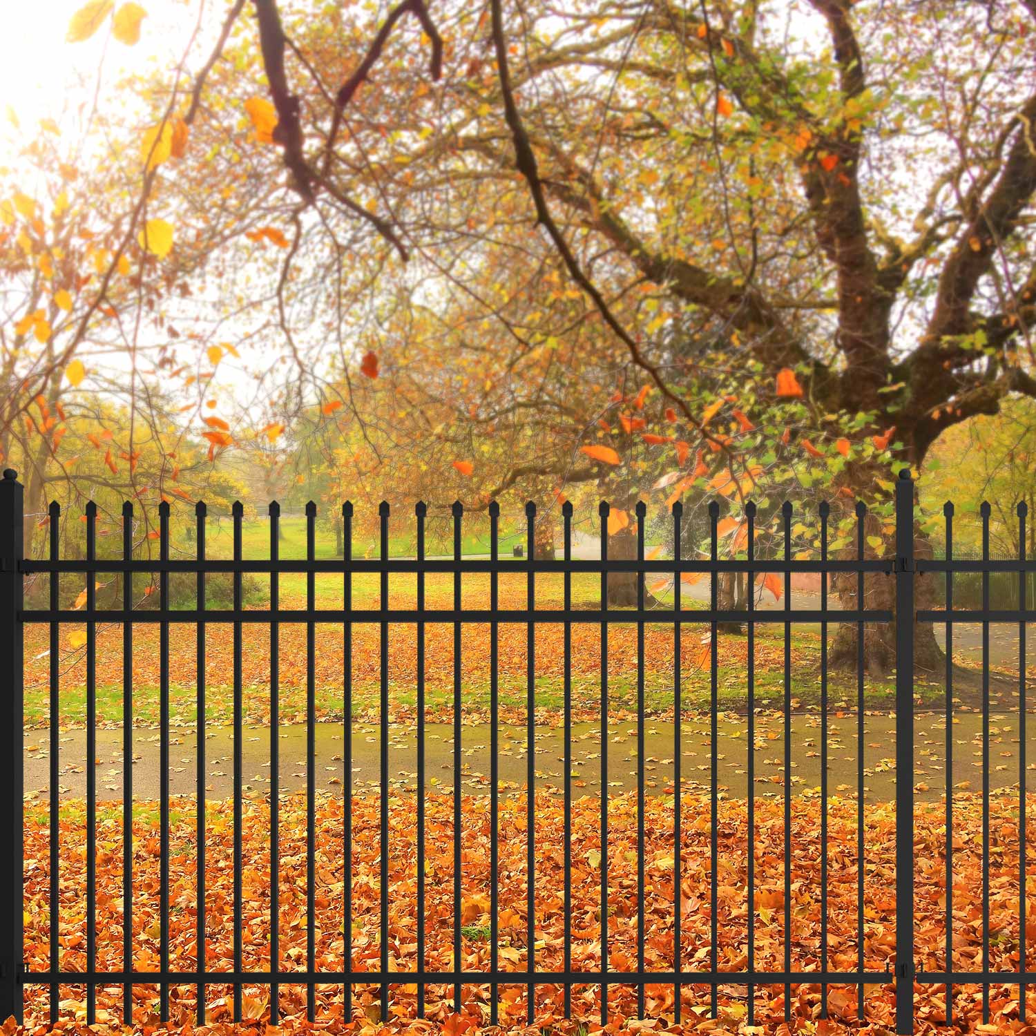 10x7 ft Steel Fence with 3 Rails, 30 Panels by Chery Industrial