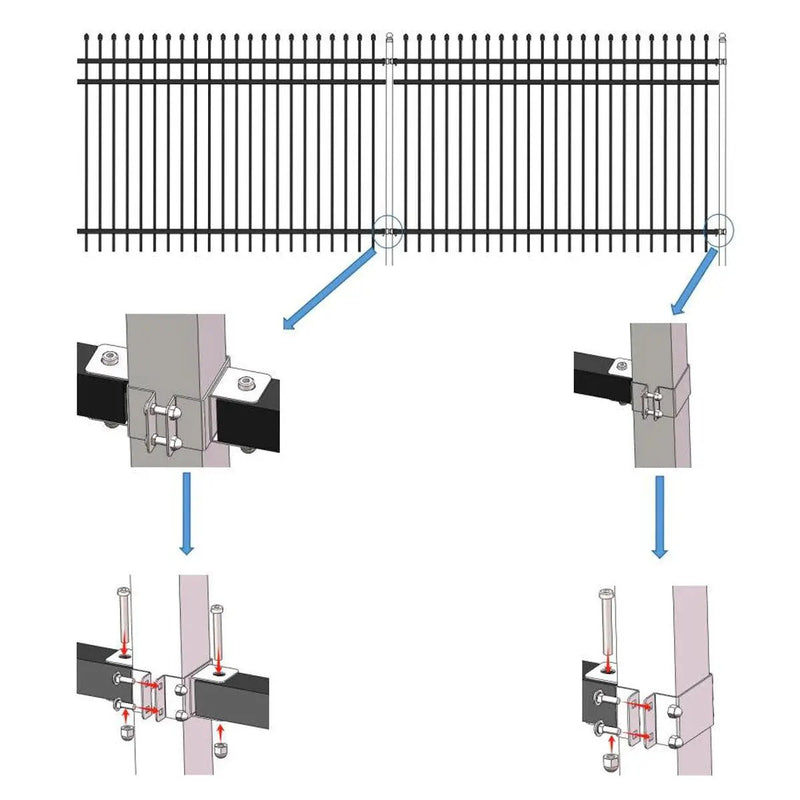 10x7 ft Steel Fence with 3 Rails, 30 Panels by Chery Industrial