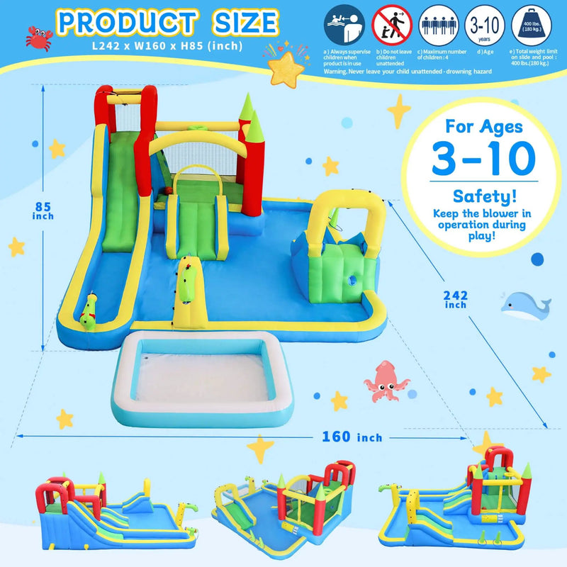 Large 11-In-1 Inflatable Water Park With Slides, Pool, Climbing Wall, And Bounce House (SAK70491) by SAKSBY WHOLESALE