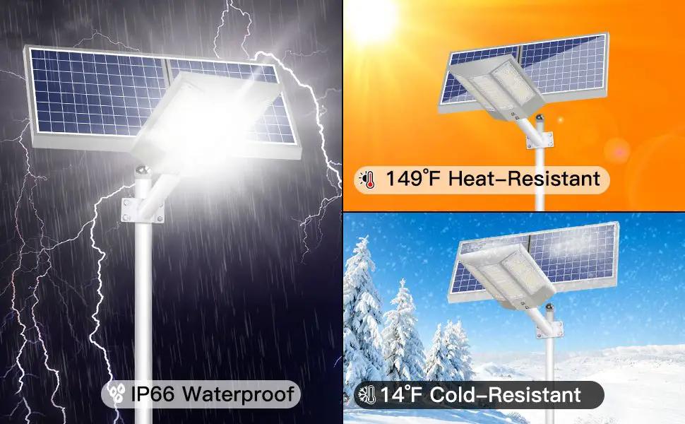 11,000W Aluminum Frame Solar Street Lights Outdoor Motion Sensor, Dusk to Dawn 200000LM with Remote Control by Outdoor Solar Outlet