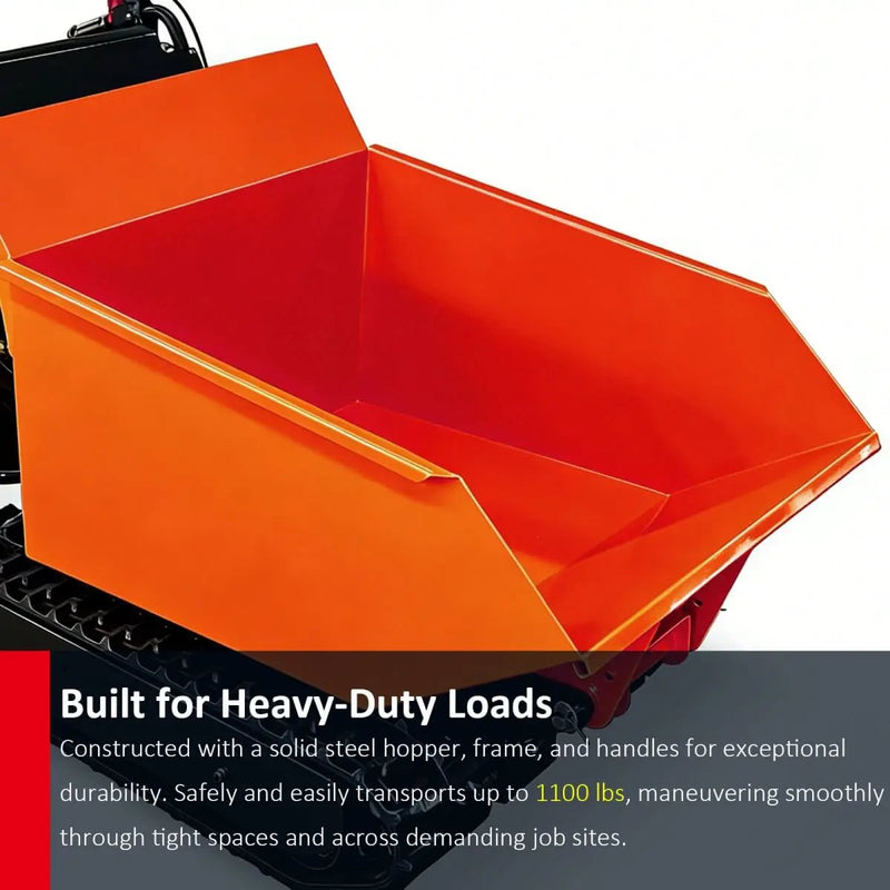 1100lbs Capacity 10HP Gas Powered Track Mini Dumper by Chery Industrial