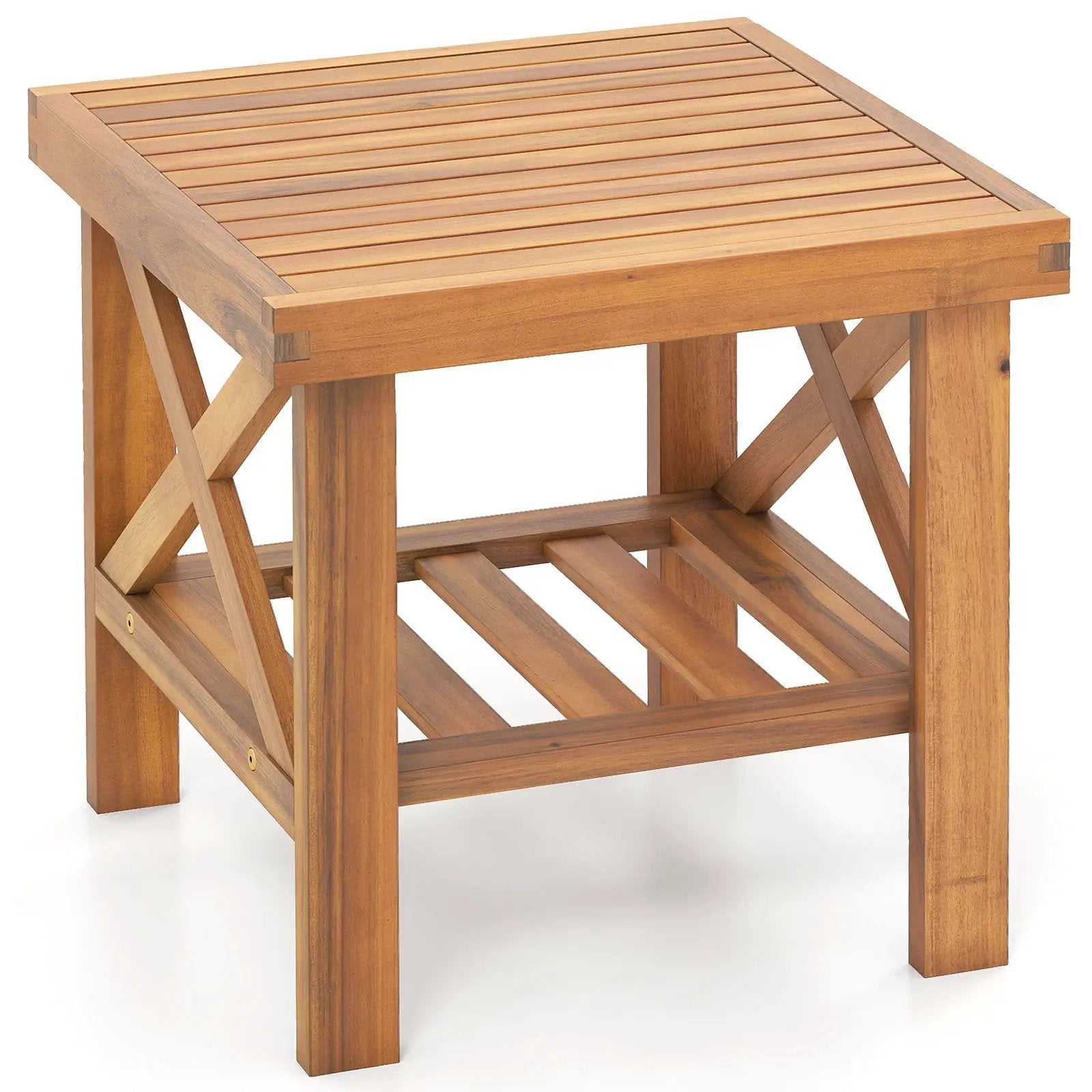 Outdoor Side Table with Storage Shelf for Small Space by DirectDeals