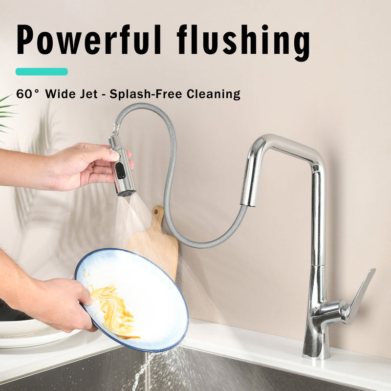 Professional Kitchen Faucet With 3 Function 360 Sprayer And 1 Touch Switching by HouseOfZazla